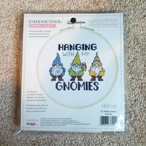 "Hanging with my gnomies" cross stitch kit